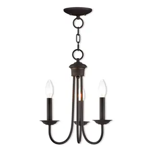 3 Light Bronze Mini Chandelier with Steel base material
