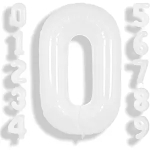 34" White Numbers Balloon