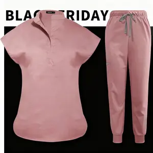 Scrubs Set for Women Nurse Uniform Jogger Suit Stretch Top & Pants with Multi Pocket for Nurse Esthetician Workwear Clothes Womenswear Fitted Minimalist Women's Workwear11