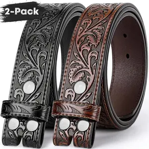 2-pack genuine leather Western belt strap for men & women-2-pack, no buckle