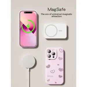 2026 New Liquid Silicone Magnetic Phone Case for iPhone 15 16 17 — Built-in Lanyard, Strong MagSafe, Shockproof Soft Silicone Cover for Women Men Couples