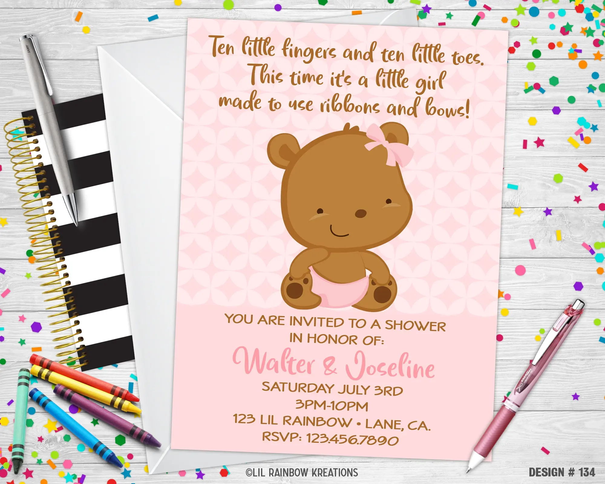 134 | Teddy Bear Baby Shower Invitation & Thank You Card