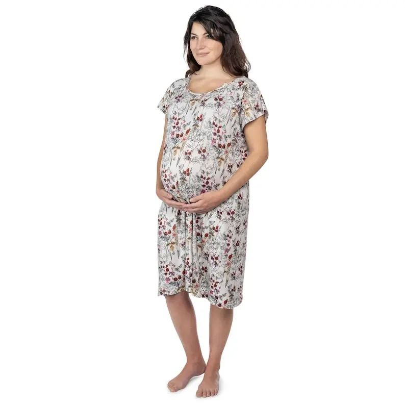 Flower Floral Labor and Delivery Nursing Hospital Gown- Pajamas & Breastfeeding