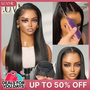 LUVME Lagos Hairline Silky Straight Glueless Wig 13x4 Frontal Pre-Cut HD Lace Natural Black/Copper Ombre Highlights Flexi-Fit Invisi Drawstring Cap #DealsForYouDays