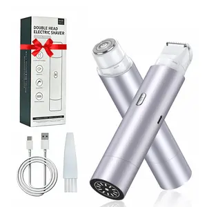 Electric Bikini Trimmer, 2-in-1 Body and Facial Hair Removal Dual-Head Electric Shaver, Waterproof USB Rechargeable Cordless Hair Trimmer for Women, Portable Hair Trimmer, Multifunctional Festival Gift