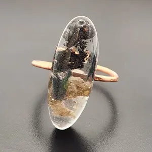 Skinny Oval Piezoelectric Copper Ring Handmade Energy Jewelry for Balance Protection & Vitality One of a Kind Adjustable
