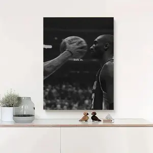 Black & White Sports Wall Decor, Kobe Bryant "Lock In" Motivational Basketball Canvas Print