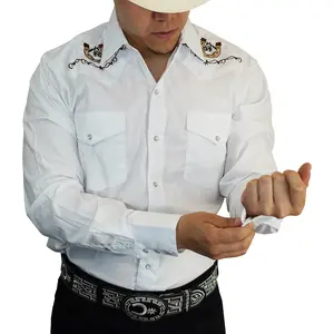 MEN'S LONG SLEEVE HORSE HEAD EMBROIDERY WESTERN SNAP SHIRT