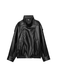 New lychee pattern temperament women's wholesale fashion leather jacket long sleeved jacket cross-border European and American style autumn and winterRAIMENTRY