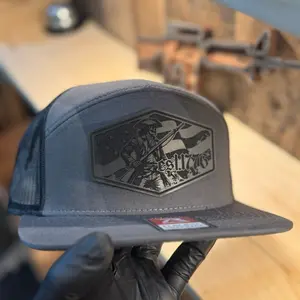 1776 Patriot black leatherette patch - Richardson flat bill Charcoal Grey/Black