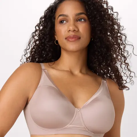 Bali Flawless Fit Wireless Bra with Foam Cups T-Shirt Bra Smoothing Moisture Wicking Convertible Straps Women's