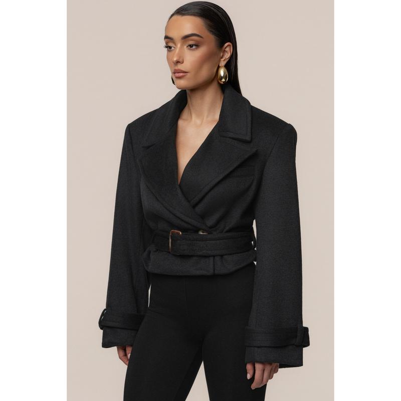 Black Sharp Presence Crop Jacket