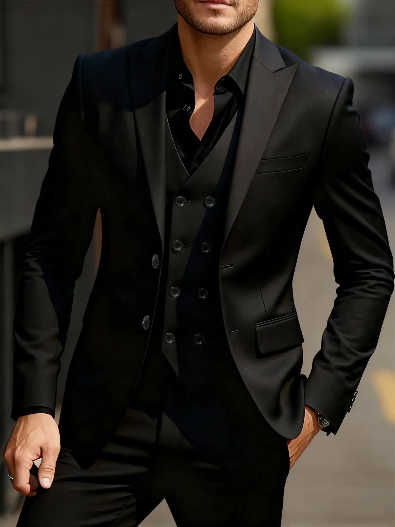 Men's 3-Piece Formal Suit Set, Includes Vest, Pants, Jacket, Perfect for Weddings, Formal Work Clothing, Workwear, Holiday Events, High-End Business Attire, Suit Set Clothes
