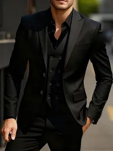Men's 3-Piece Formal Suit Set, Includes Vest, Pants, Jacket, Perfect for Weddings, Workwear, Holiday Events, High-End Business Attire