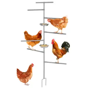 Chicken Perch Stand with Metal Ground Plug,Chicken Perch Toy for Coop,Feeding Tray,Roosting Bar for Chicken Coop Toys,Chicken Coop Accessories for Bird Parrot Poultry Rooster