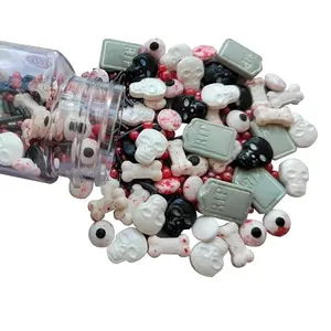 1 Bottle Candy Eyeballs Bloody Red Eyes Dog Bones Cake Cupcake Toppers Cookie Decorations Edible Dessert Sprinkles Mix for Halloween Cake Cupcakes Decoration