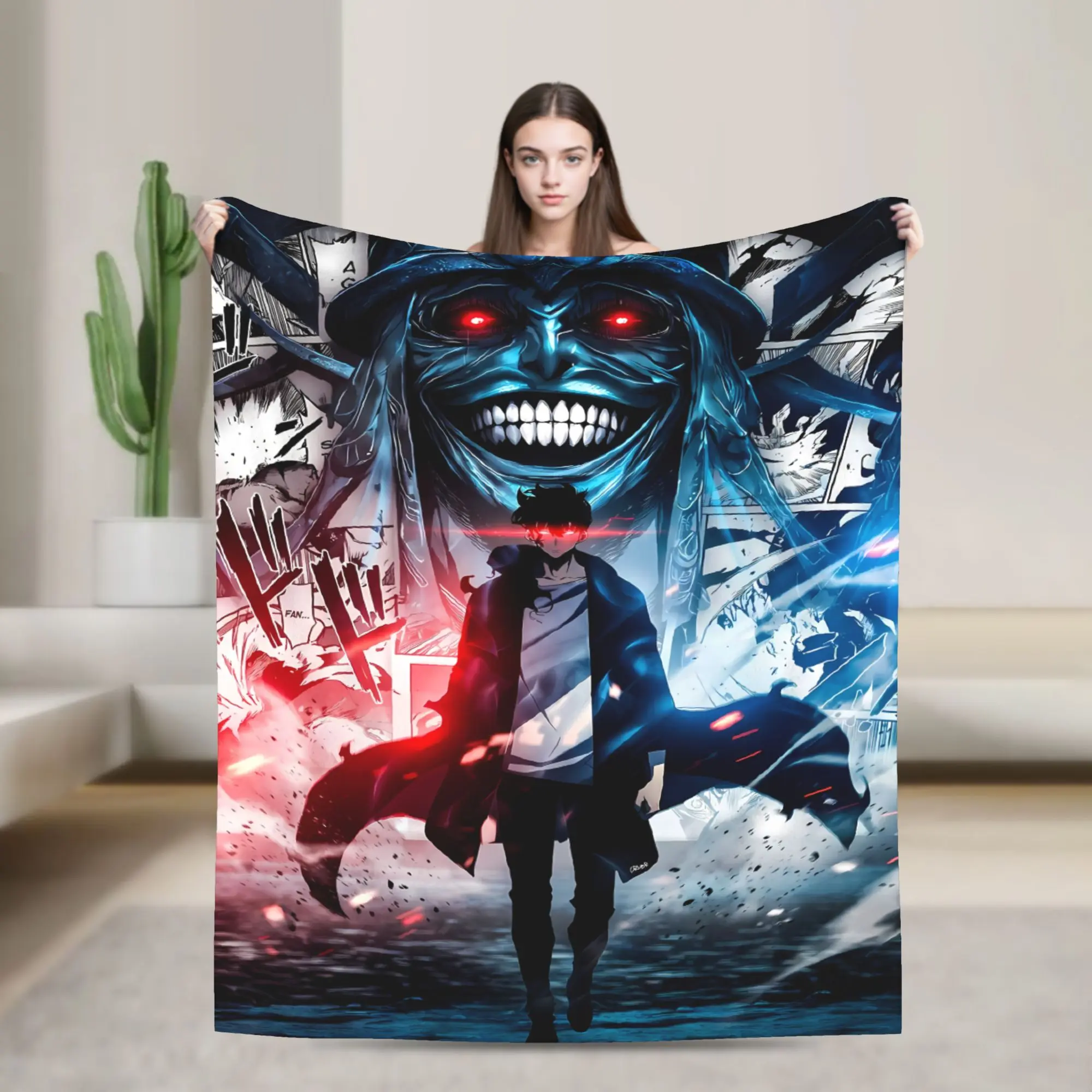 Flannel Blanket (280g) -Solo Leveling- Anti-Pilling Bedding Blanket for Comfort and Warmth
