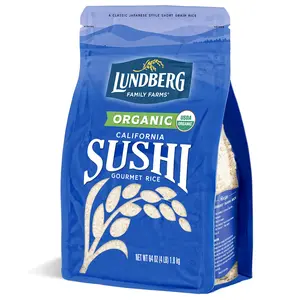 Lundberg Organic Sushi Rice, Sticky White Japanese-Style California-Grown Short Grains, 64 Oz