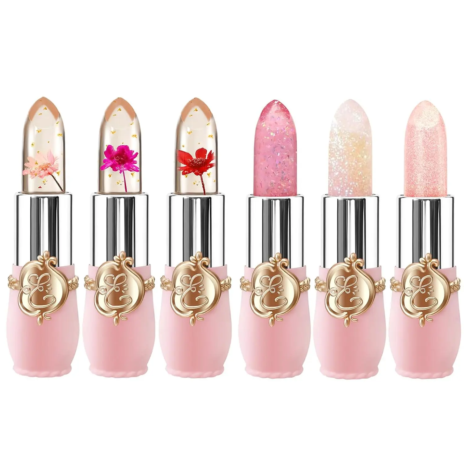 Flower Jelly Lipstick Set Temperature Change Moisturizer Long Lasting Nutritious Shimmer Lip Balm Magic Color Change Lip Gloss