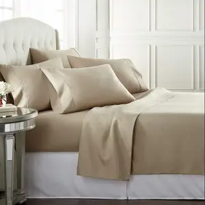 Danjor Linens Bed Sheet Set King Size for Hot Sleepers, Hotel Premium Sheets with 4 Pillowcases, Lightweight Brushed Microfiber Deep Pockets, Breathable Cooling 6 Piece Bedding Sets, Taupe Danjor Linens