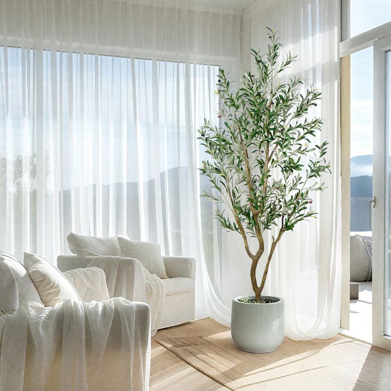 Lifelike Artificial Olive 5.25/6/7FT Tree Decorative Fake Plant Indoor Tall Plant Realistic Shape Multiple Branches and Leaves Suitable for Home Office