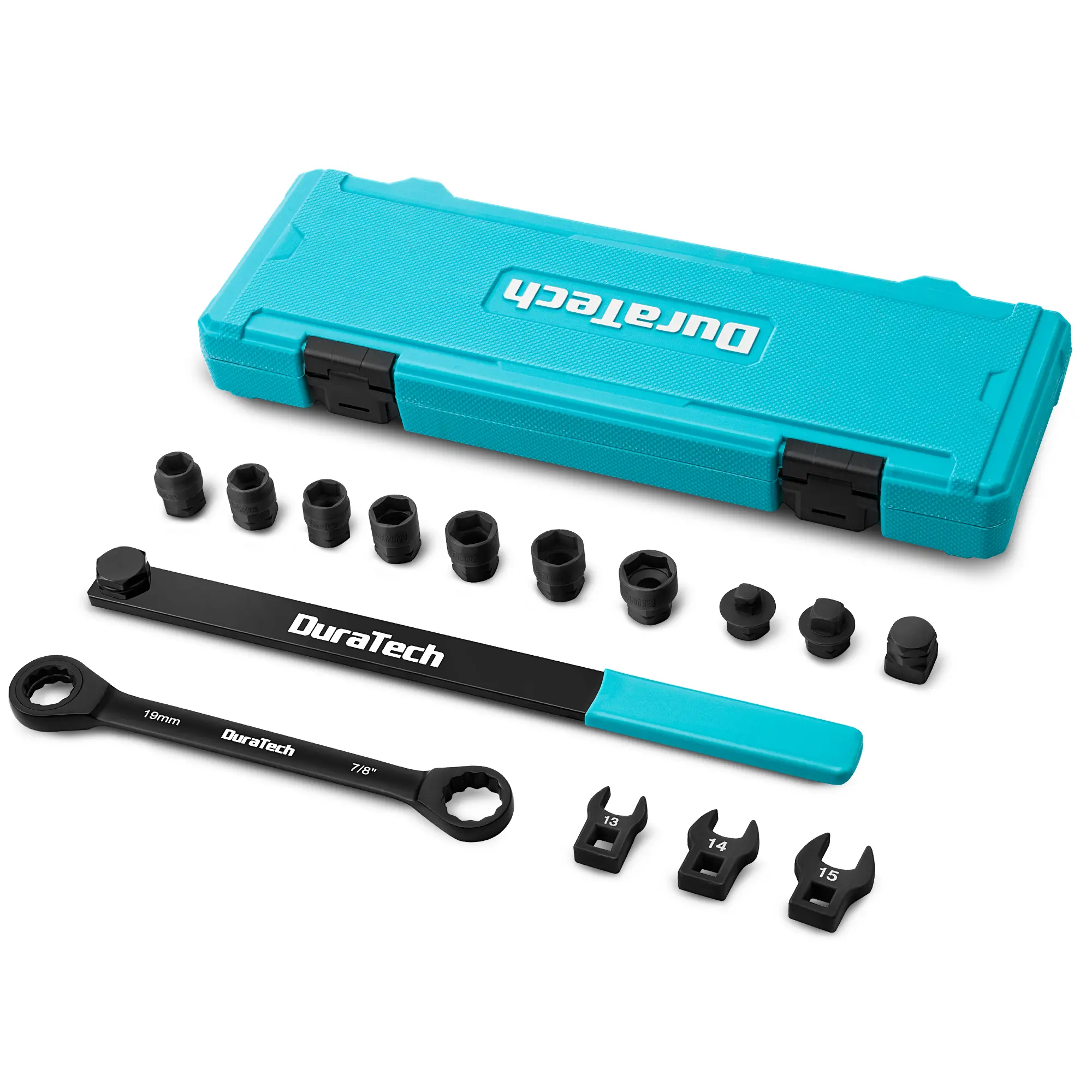 #backtoschool DURATECH 15-Piece Universal Ratcheting Serpentine Belt Tool Set, Belt Tensioner Tool Kit with Blackening Treatment for Installing and Removing Pulleys and Belts