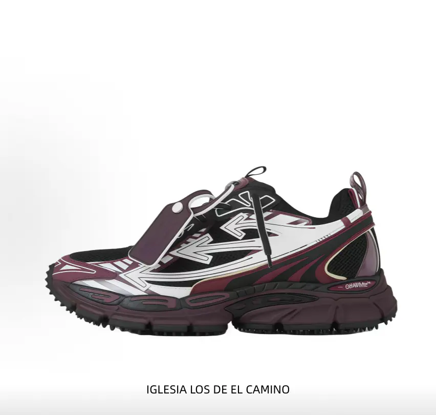 Burgundy Black Silver Chunky Dad Sneakers Mesh Upper Decorative Tongue Strap Serrated Rugged Outsole Retro Street Trainer