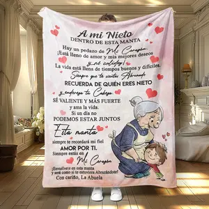 Cartoon Pattern Slogan Print Blanket, 1 Count Letter Pattern Soft Warm Throw Blanket, Air-conditioned Room Warm Nap Blanket for Home Office Travel
