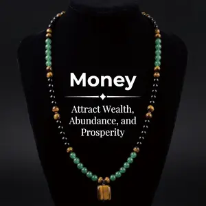 Money Attraction Necklace With GreenAventurine & Tiger Eye Pendant Healing Crystal Stone ,Anniversary, Vacation &Theme Parties Jewelry Charms Abundance Crystal bracelet,Long Chain,Sweater chain,Ideal Gift Jewelry for Men and Women