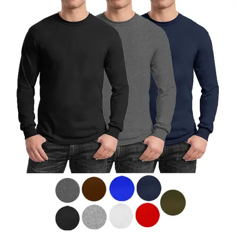 Men's 3-Pack Cotton-Blend Long Sleeve Crew Neck Tee