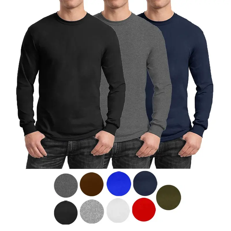 Men's 3-Pack Cotton-Blend Long Sleeve Crew Neck Tee