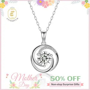 EOM Moissanite 2ct Swirl Pendant Necklace Sparkling Round Cut Design VVS Stone Copper Chain Elegant Jewelry for Wedding Engagement Anniversary Daily Wear Gift mothersdaygift