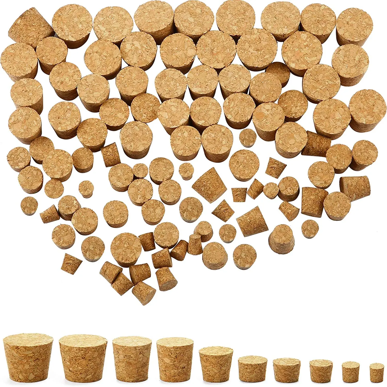 Jetec 100 Pack Assorted Cork Stoppers Wine Bottle Cork Stoppers Different Sizes Wooden Tapered Cork Plugs Replacement Variety Corks for Bottles Crafts Wine Bottle, 10 Sizes Resin Rockers