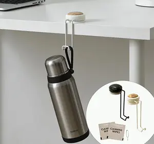 2-Piece Suction Cup Hook Set - Innovative Design Storage Solution, No Damage, Reusable, Thickened Desktop Organizer, Perfect for Daily Home Use, Portable Small Tool Hanger Suitable for Study Desks, Bars, Outdoor Camping Cars (Black Walnut*1 + Natural Wood