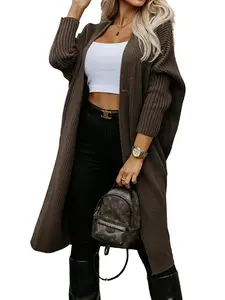 Women's Long Knitted Sweater Cardigan, Pure Color Design, Long Sleeve, Fall Winter Outerwear, Stylish and Cozy, Perfect for Casual Wear, Sweaters For Women, Knitwear, Womenswear
