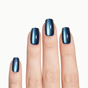 Galaxy – Short Square Metallic Navy Blue Press-On Nails