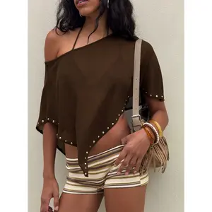 Rubez Terry Towelling Micro Shorts Brown Stripe