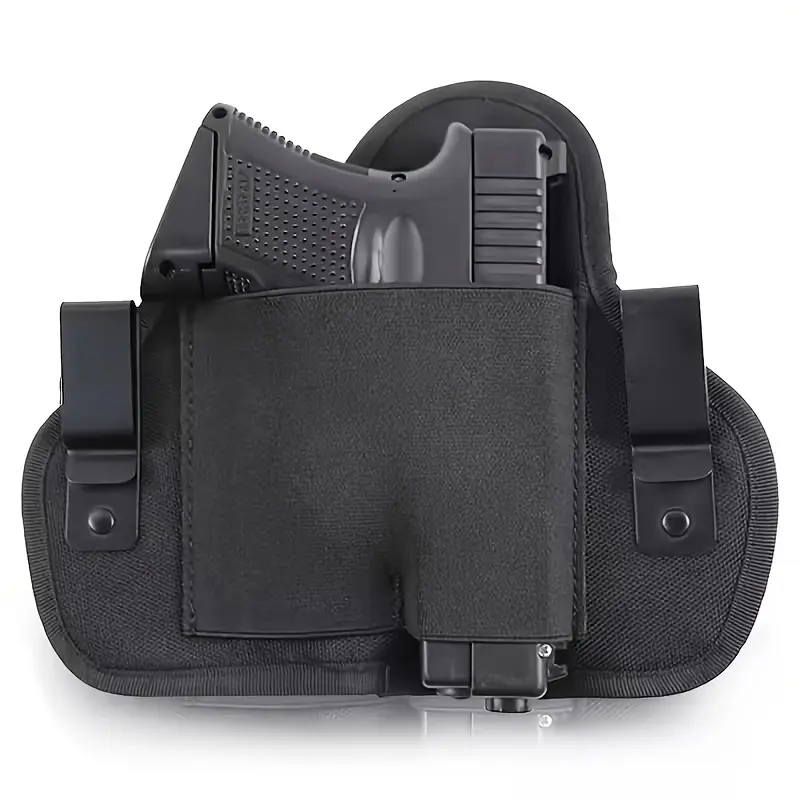 Universal left-right tactical holster, equipped with a metal magazine clip, IWB/OWB dual wearing modes, nylon material with buckle closure, classic concealed carry holster