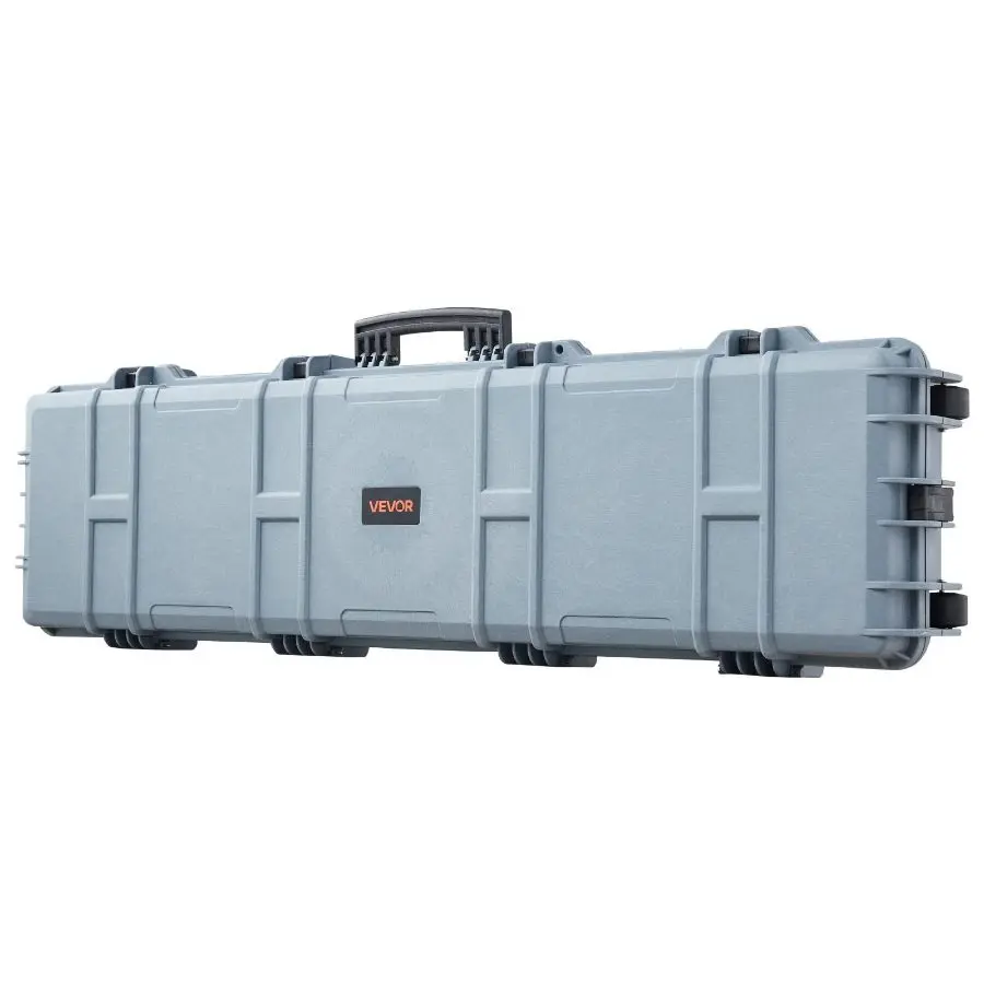 VEVOR Hard Rifle Case, Lockable Rifle Case with Pre-cut Foams, 50 in Movable Gun Storage with Wheels, IP67 Waterproof Dustproof Pistol Storage for Rifle, Shotgun, Airsoft Gun, Grey