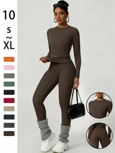 Women's Sports Set, Tight-Fitting Running Yoga Exercise, Ladies Top and Long Pants, Ideal for Fitness and Gym Workouts