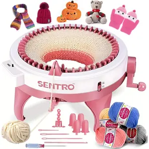 SENTRO Knitting Machine, 48  Knitting Machine,  Knitting Loom Machine with Row Counter for Adults Beginners, Circular Double Knit Loom Crochet Knitting Machine Kit for Hat Socks