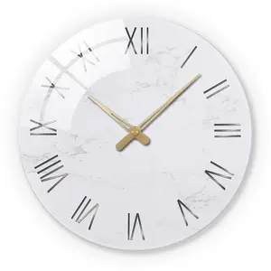 Marble Texture Round Wall Clock, Silent Operation, Aa Battery Powered, Perfect for Living Room, Bedroom, Office, Valentine's Day Gift