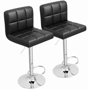 Adjustable Height Barstools - PU Leather Swivel Chairs with Hydraulic Lift, Thick Seat Cushions, Backrests, Steel Frame, Home Decor Kitchen Counter Height Furniture