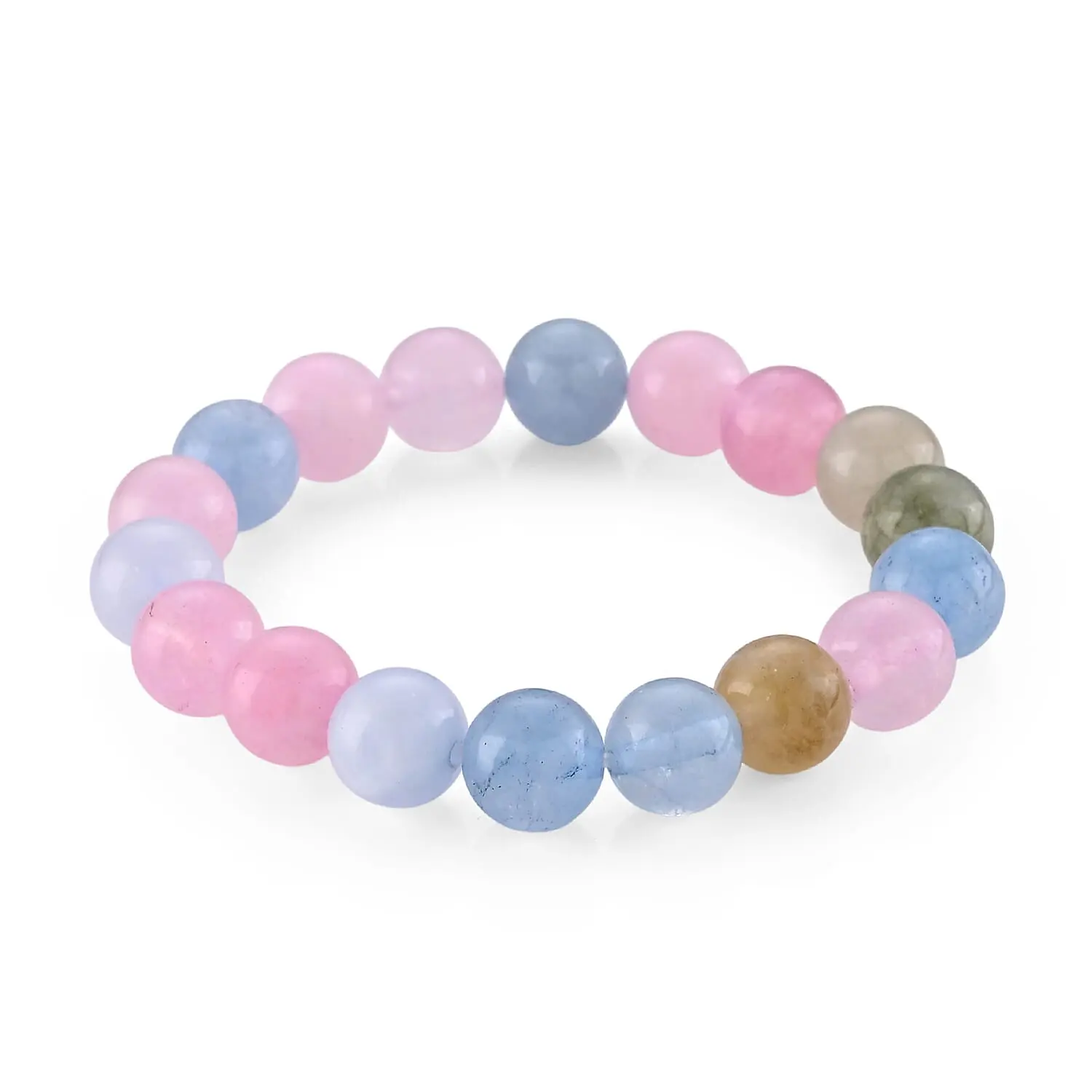 Morganite 130.00 ctw Beaded Bracelet in Silvertone (6.25-6.75In)