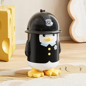 Cartoon Penguin Household Trash Can, Creative and Cute, Large Capacity Flip-Top Storage Bin, Suitable for Bedroom, Living Room, Kitchen Waste Bin.