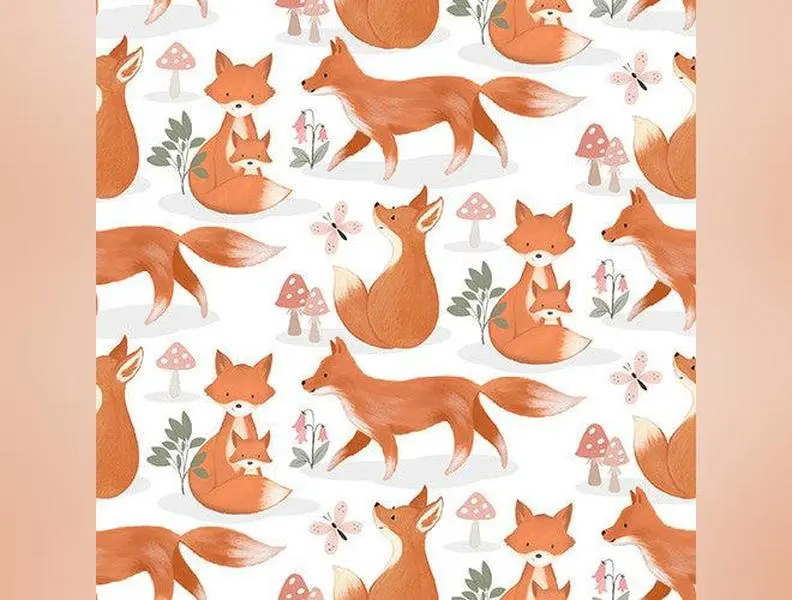 Baby in Bloom Flannel | Fox Trot White by Jo Taylor for 3 Wishes | 21674-WHT
