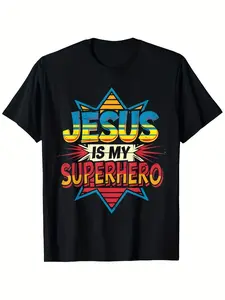 Unisex Is My Superhero Christian Faith T-Shirt in a Bold Comic Style, Featuring a Round Neck And Short Sleeves.Comfortable And Versatile, Available in Sizes S to XXXL, Ideal for Casual Wear.A Perfect Mother'S Day Gift for The Best Mom Ever