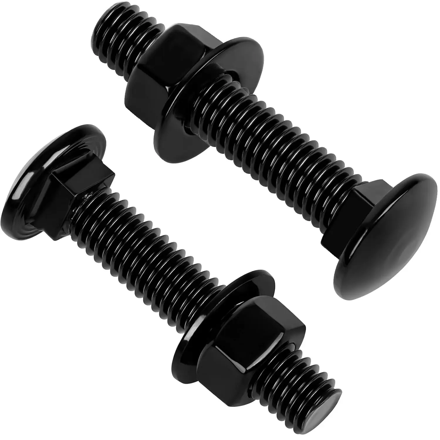 15 Sets 1/4-20 x 2 Carriage Bolt Kit, Round Head Square Neck, Black Carriage Bolts and Hex Nuts Set with Flat Washers