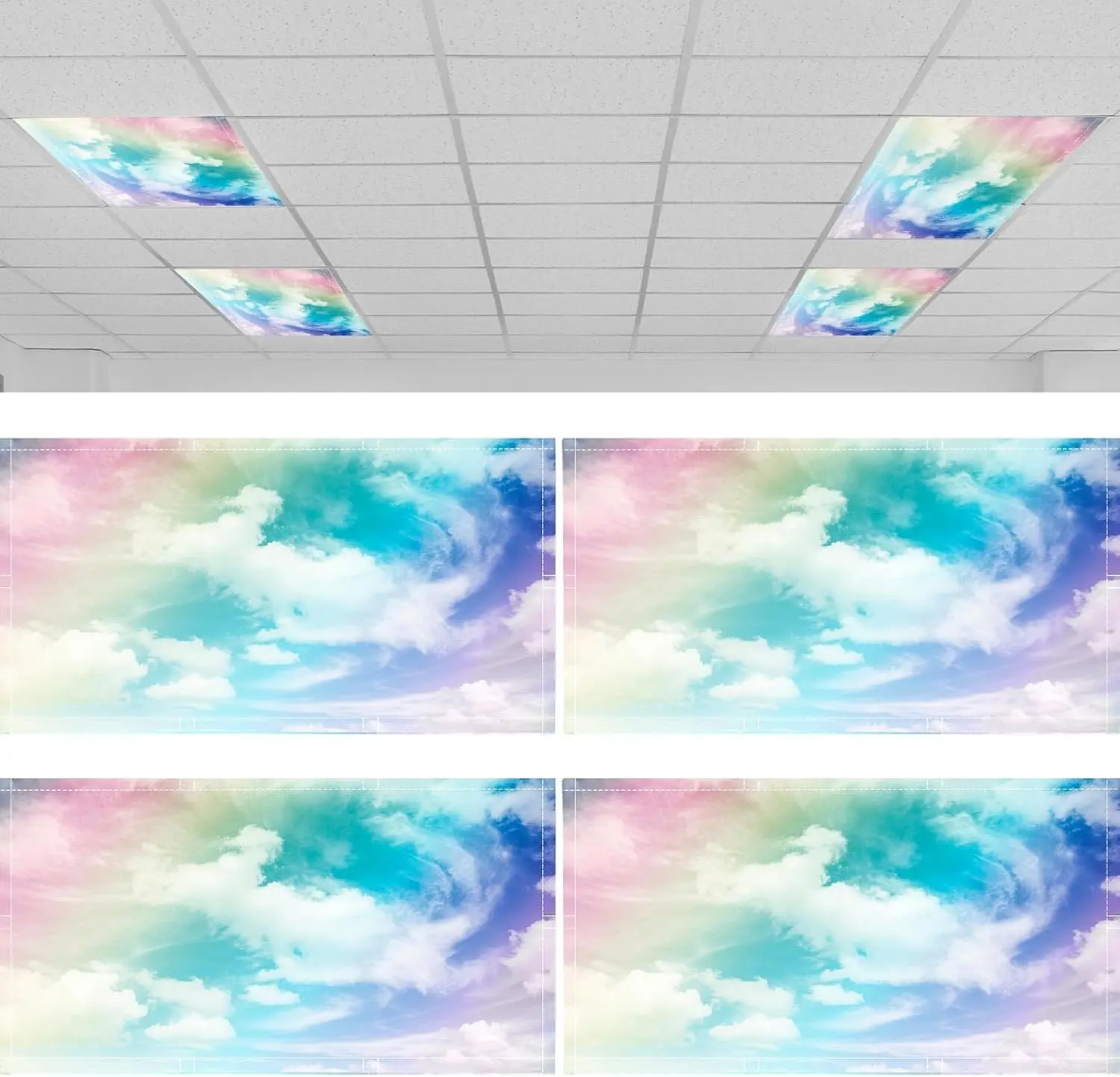 4 Pcs 4 x 2 Feet Fluorescent Light Covers for Ceiling Lights Classroom Office Magnetic Filters Diffurs for Reducing Harsh Glare Flicker Home Decorations (Pink Sunt)