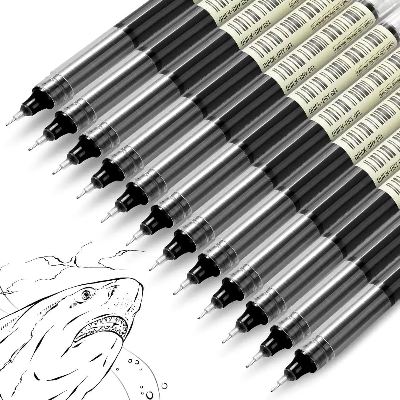 12 Pack Black Liquid Rollerball Pens, 0.5mm Extra-Fine Point, Smooth Write Quick-Dry No Smear No Bleed, for Company Office Stationery, Journaling & Art Supplies